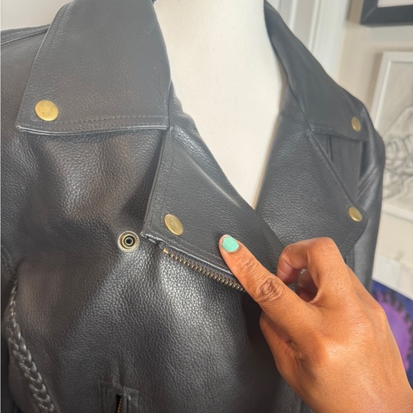 Himalaya Motor BikeWear Women’s Black Leather Motorcycle Jacket, Sz 6 - Picture 3 of 16